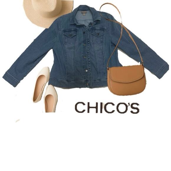 Chico’s Denim Jean Jacket Sz. 3 - Picture 1 of 5